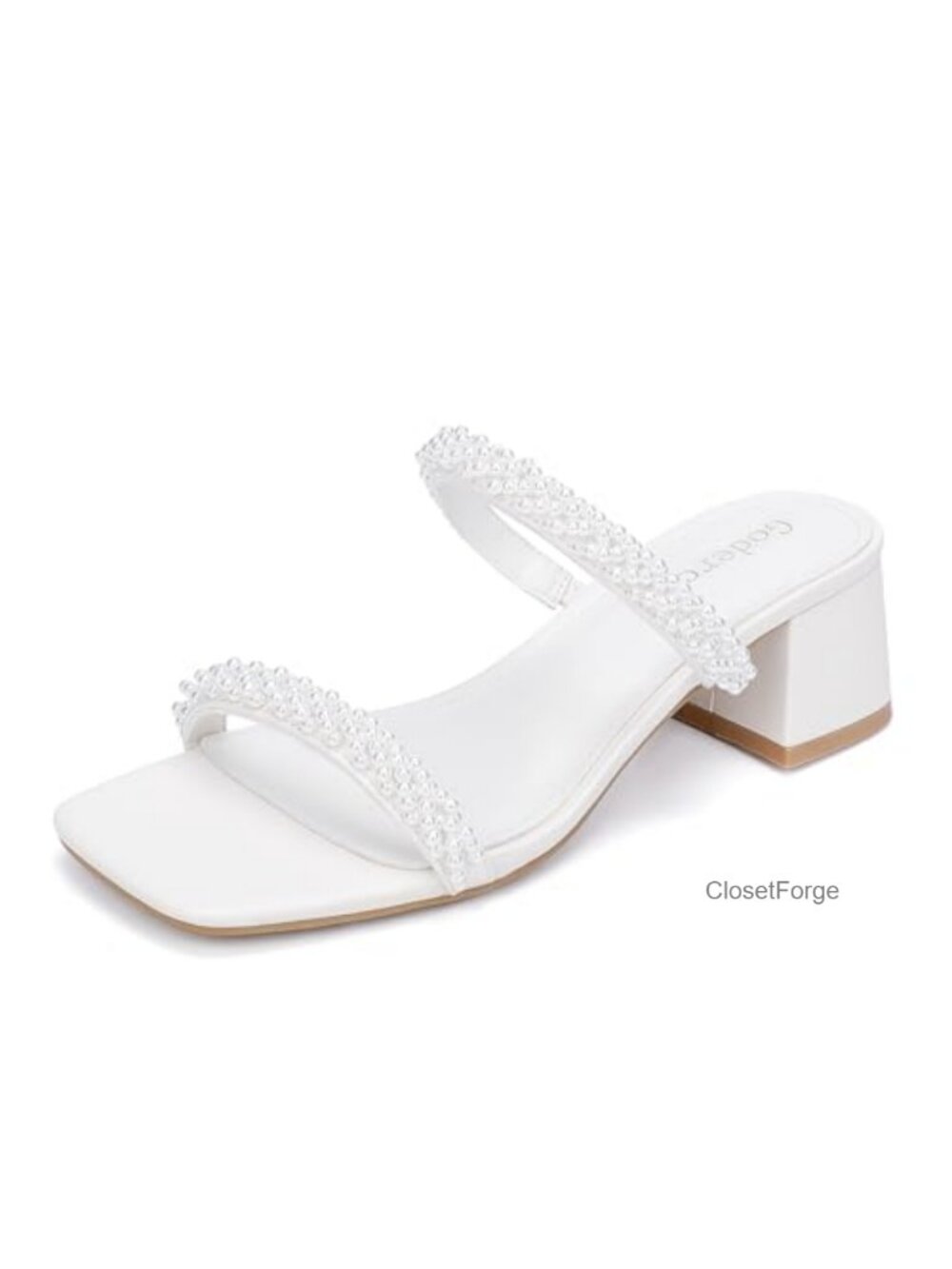 Women's Chunky Block Heel Sandals Square Toe Double Strap Slides